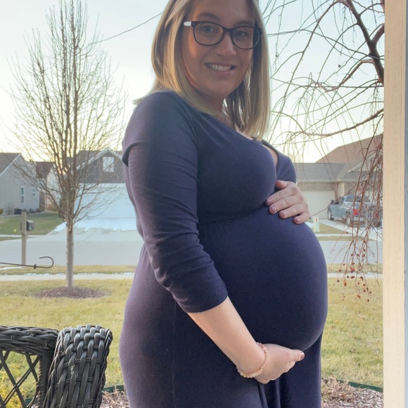 Navy Maternity Dress - Picture 2 of 7